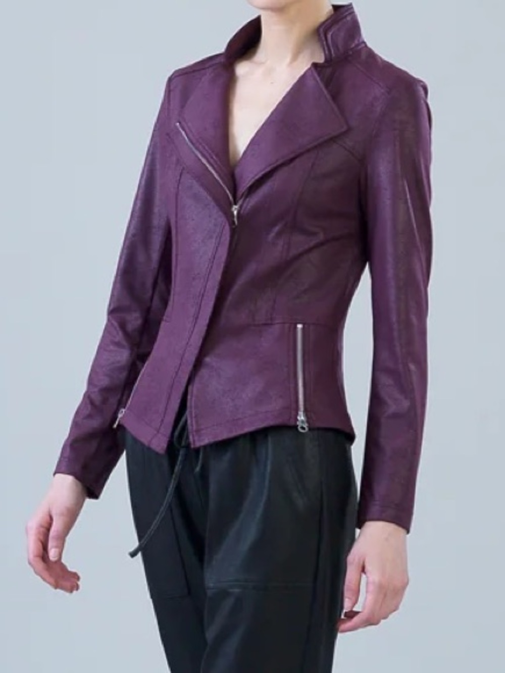 Clara sun woo Liquid Leather™ Signature Jacket - Plum size small